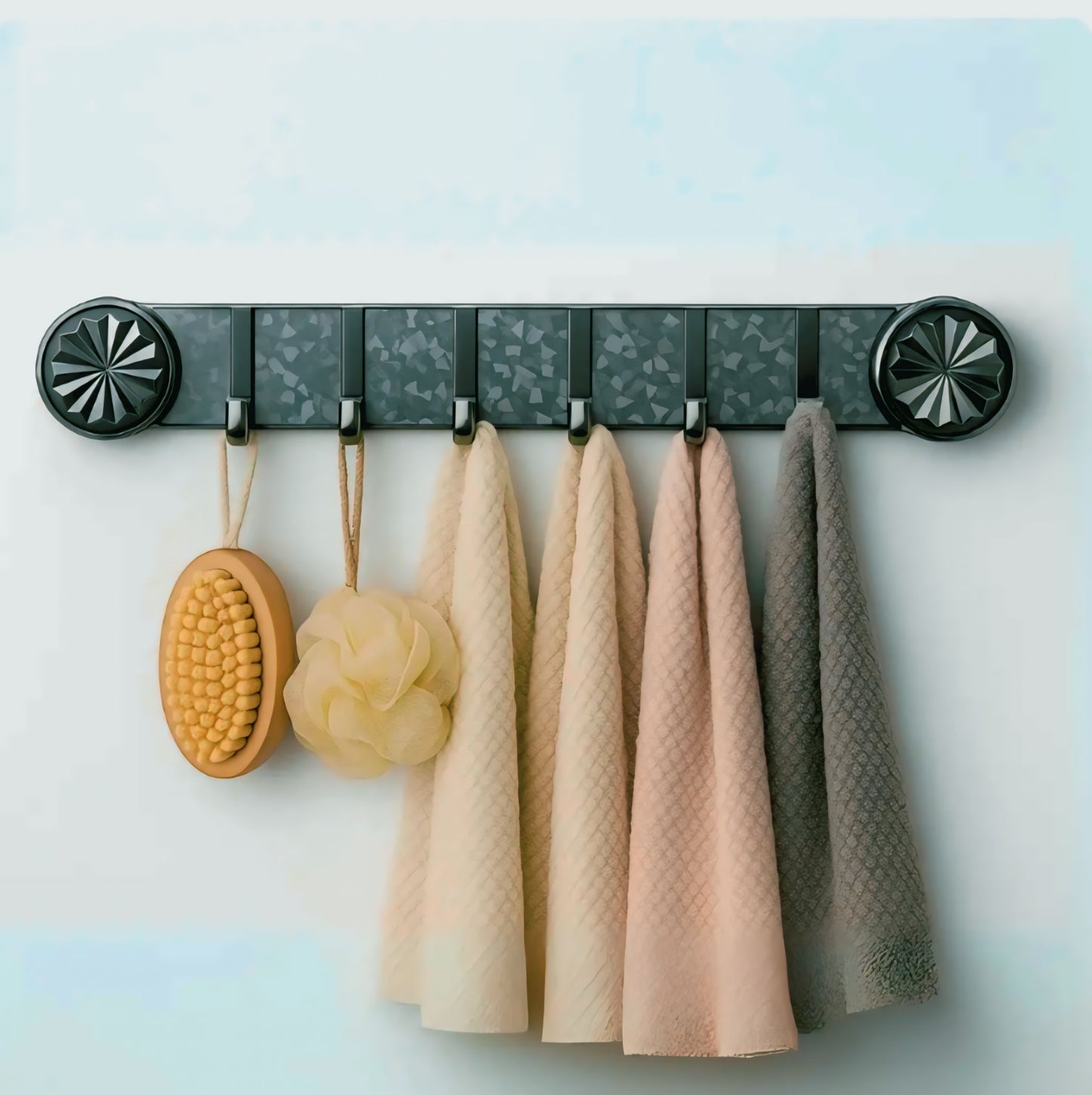 Self-Adhesive Plastic Wall Hook Rack | 6-Hook Organizer No Drill No Mess