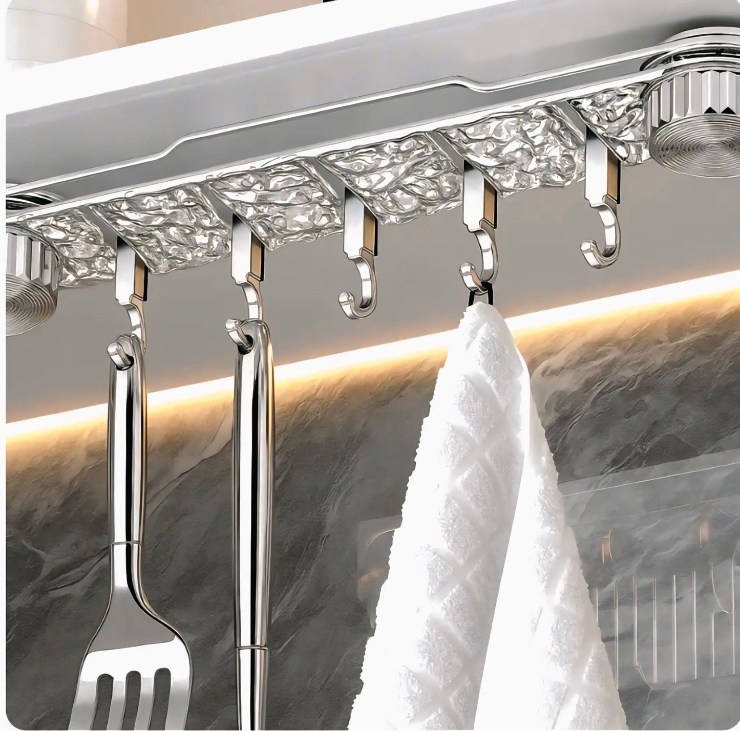Self-Adhesive Plastic Wall Hook Rack | 6-Hook Organizer No Drill No Mess