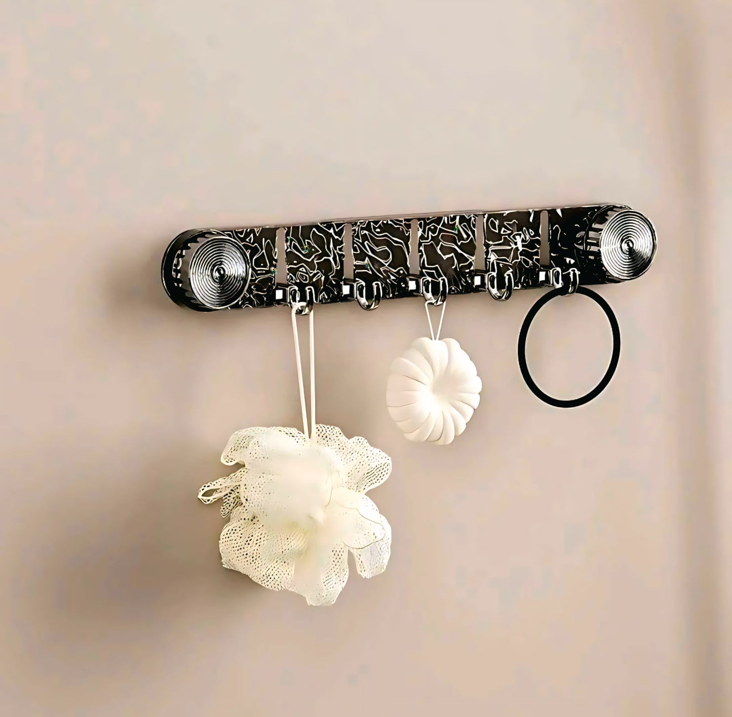 Self-Adhesive Plastic Wall Hook Rack | 6-Hook Organizer No Drill No Mess