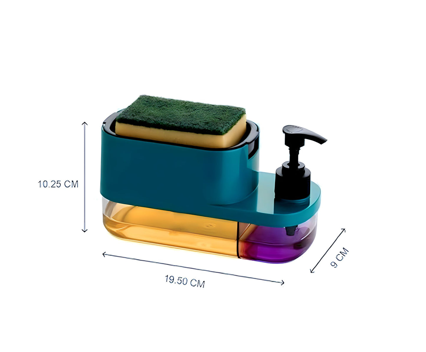 3-in-1 Kitchen Soap Dispenser with Sponge Holder – Multi-Color, Triple Chamber for Liquid, Soap & Gel