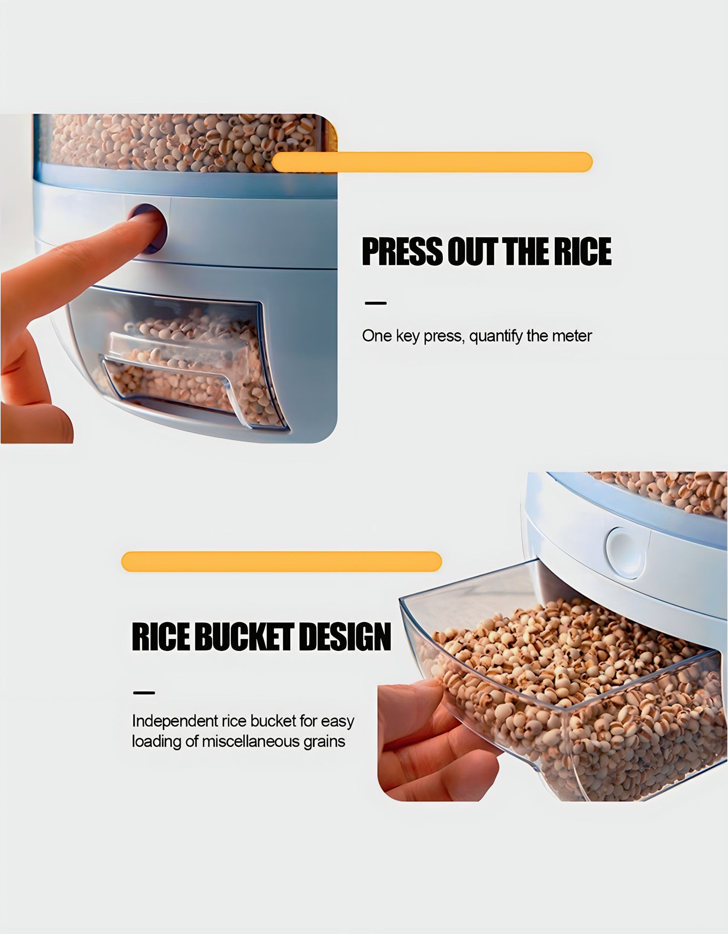 6-Grid 360° Rotating Airtight Food Dispenser – Smart Kitchen Storage for Rice, Pulses & Grains | BPA-Free Multipurpose Organizer