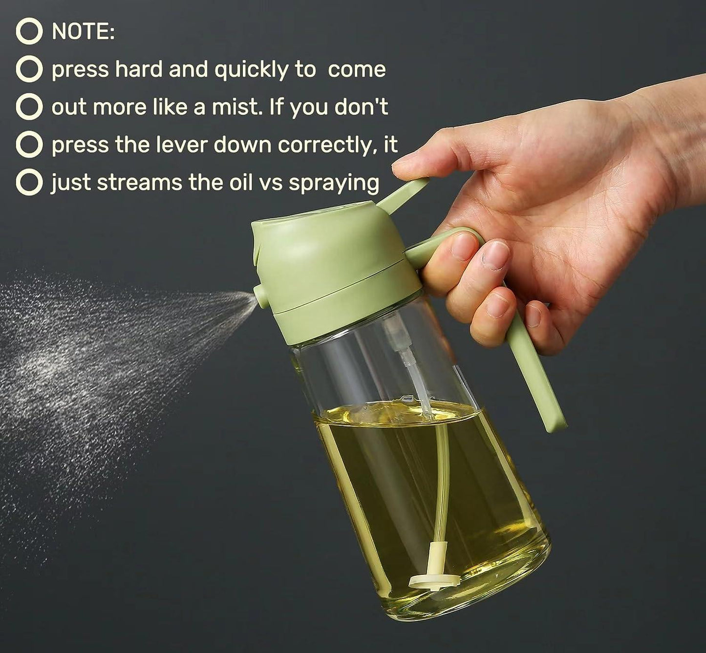 2-in-1 Oil Sprayer Bottle for Cooking | BPA-Free Spray & Pour Dispenser (500ml)