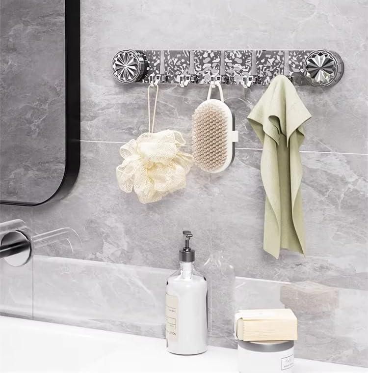 Self-Adhesive Plastic Wall Hook Rack | 6-Hook Organizer No Drill No Mess