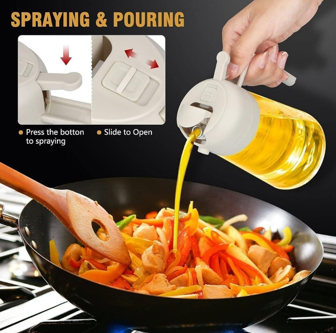 2-in-1 Oil Sprayer Bottle for Cooking | BPA-Free Spray & Pour Dispenser (500ml)