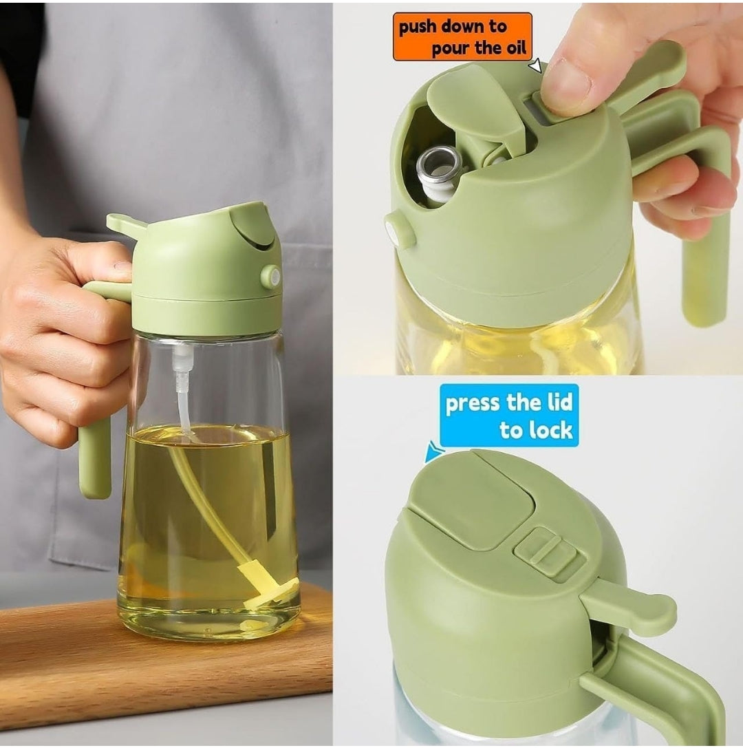 2-in-1 Oil Sprayer Bottle for Cooking | BPA-Free Spray & Pour Dispenser (500ml)