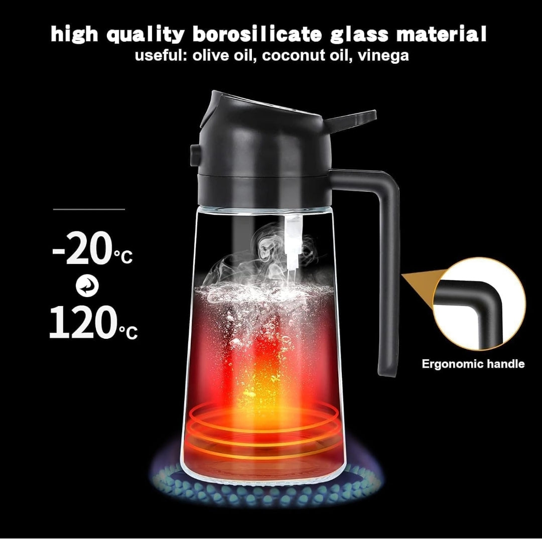 2-in-1 Oil Sprayer Bottle for Cooking | BPA-Free Spray & Pour Dispenser (500ml)