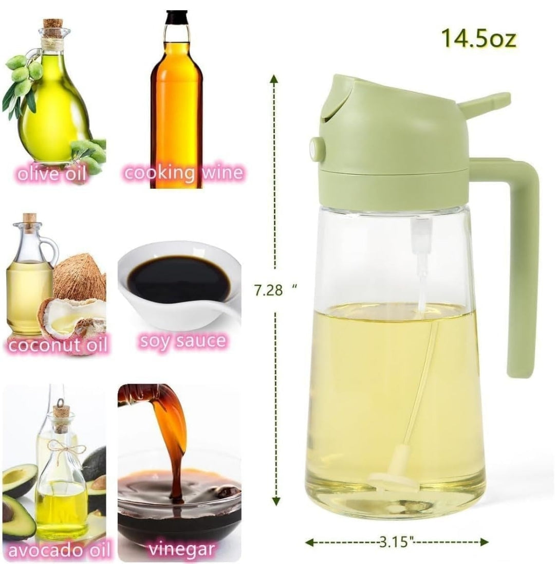 2-in-1 Oil Sprayer Bottle for Cooking | BPA-Free Spray & Pour Dispenser (500ml)