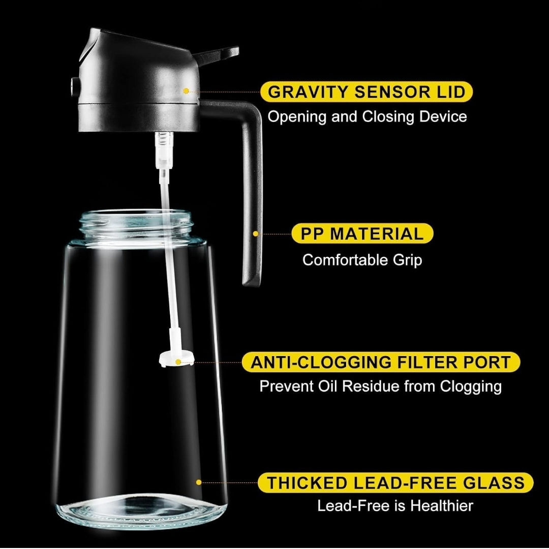 2-in-1 Oil Sprayer Bottle for Cooking | BPA-Free Spray & Pour Dispenser (500ml)