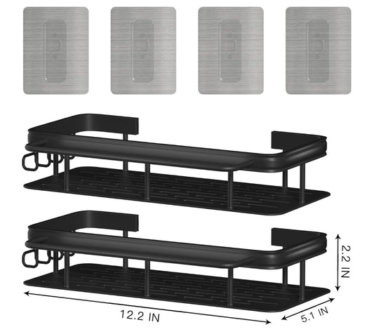 Premium Self-Adhesive Multipurpose Rack – Rust-Proof High Quality Metal Bathroom & Kitchen Organizer (Set of 2)