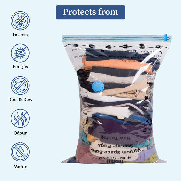 Vacuum Storage Bags for Clothes & Blankets – Reusable Travel & Wardrobe Space Saver (Pack of 5)