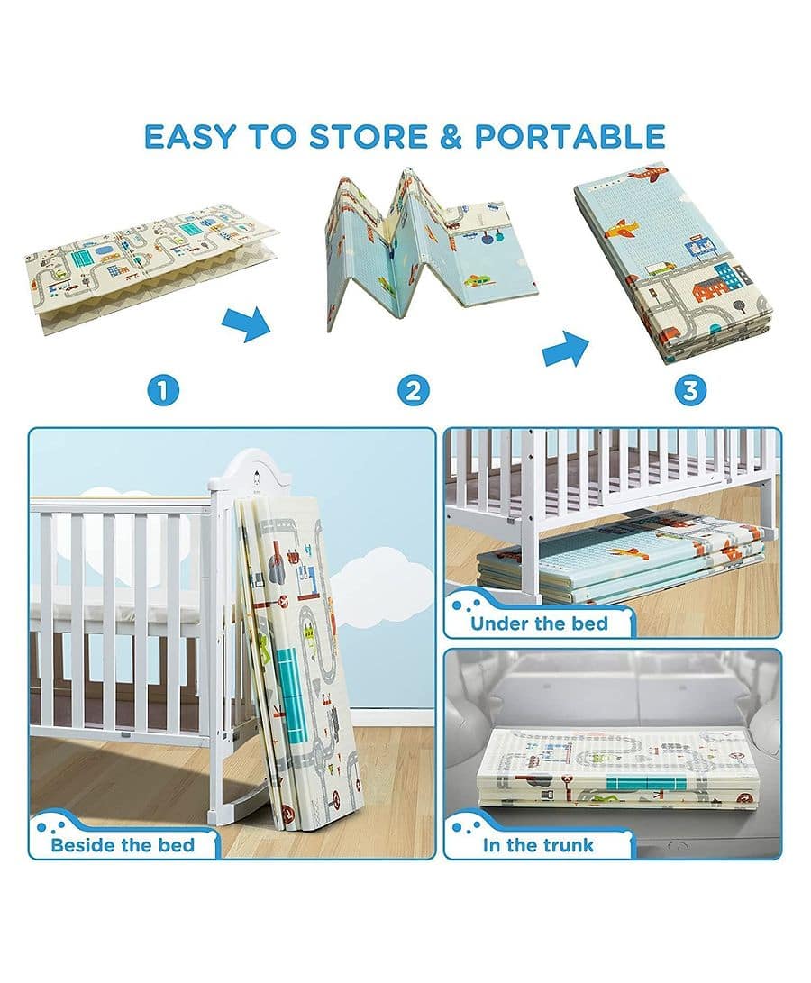 Waterproof & Foldable Baby Crawling Play Mat | Reversible, BPA-Free XPE Foam