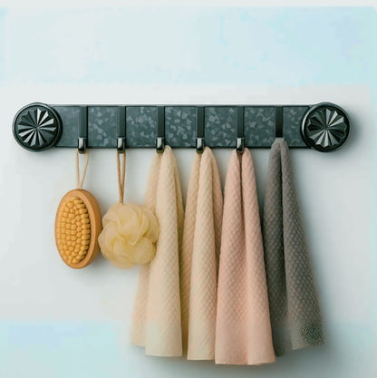 Self-Adhesive Plastic Wall Hook Rack | 6-Hook Organizer No Drill No Mess