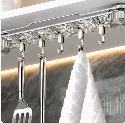 Self-Adhesive Plastic Wall Hook Rack | 6-Hook Organizer No Drill No Mess