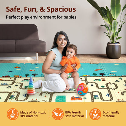 Waterproof & Foldable Baby Crawling Play Mat | Reversible, BPA-Free XPE Foam