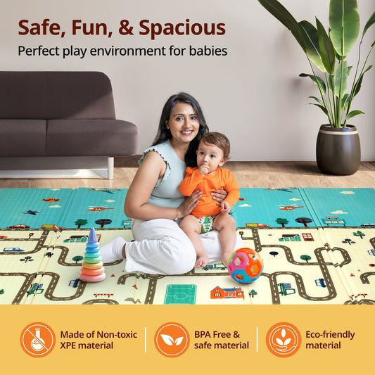 Waterproof & Foldable Baby Crawling Play Mat | Reversible, BPA-Free XPE Foam