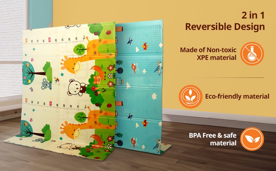 Waterproof & Foldable Baby Crawling Play Mat | Reversible, BPA-Free XPE Foam