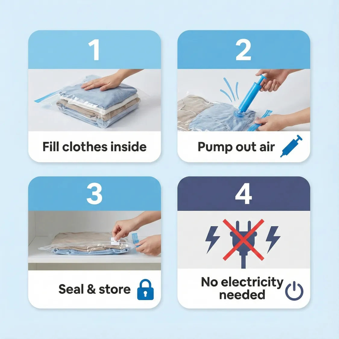 Vacuum Storage Bags for Clothes & Blankets – Reusable Travel & Wardrobe Space Saver (Pack of 5)