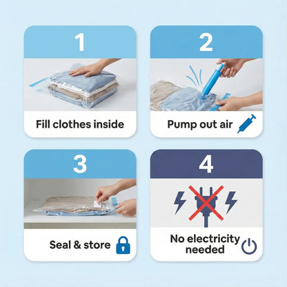 Vacuum Storage Bags for Clothes & Blankets – Reusable Travel & Wardrobe Space Saver (Pack of 5)