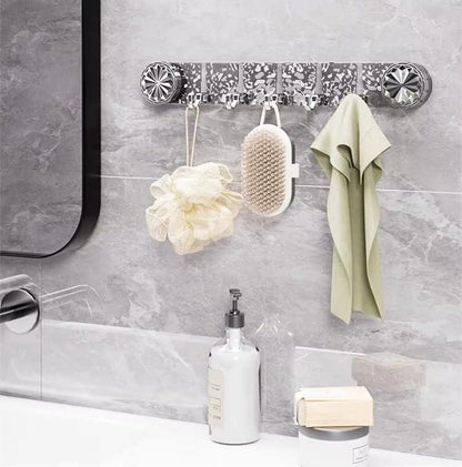 Self-Adhesive Plastic Wall Hook Rack | 6-Hook Organizer No Drill No Mess