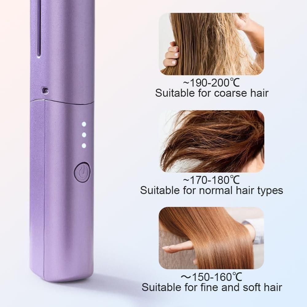 Havenix™ Meneflix Cordless Mini Hair Straightener | Rechargeable Hot Comb for Quick Styling On-the-Go (Up to 200°C)