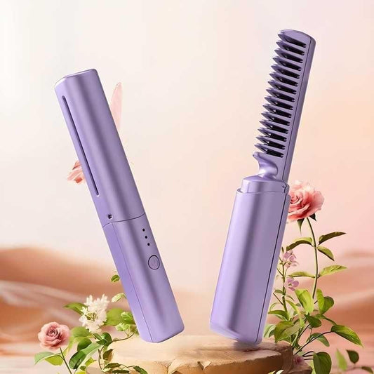 Havenix™ Meneflix Cordless Mini Hair Straightener | Rechargeable Hot Comb for Quick Styling On-the-Go (Up to 200°C)