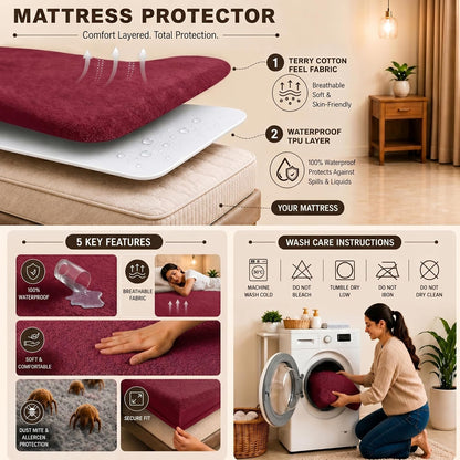 Premium Waterproof Mattress Protector – Protect Against Spills, Sweat & Bedwetting