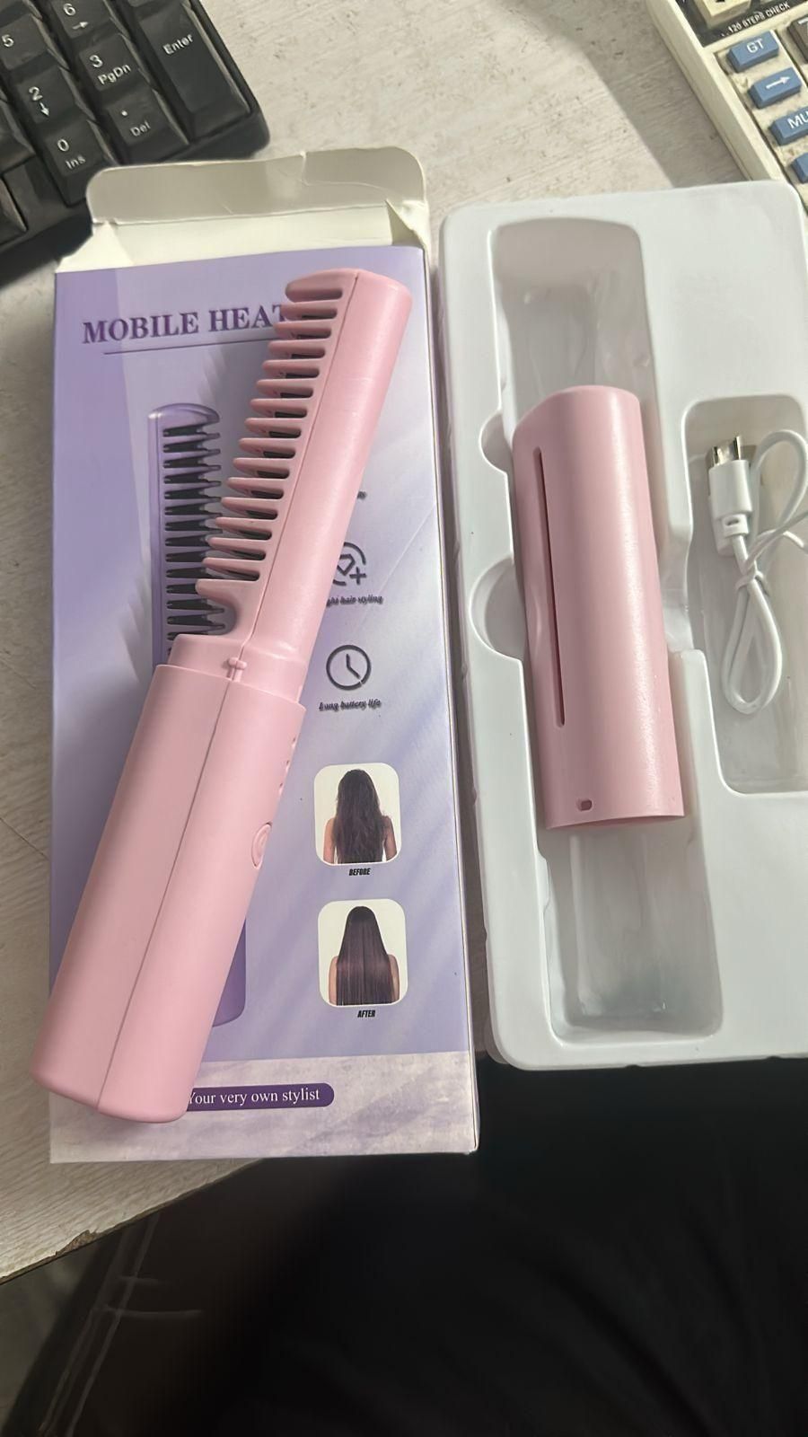 Havenix™ Meneflix Cordless Mini Hair Straightener | Rechargeable Hot Comb for Quick Styling On-the-Go (Up to 200°C)