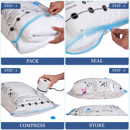 Electric Vacuum Storage Bags for Clothes & Blankets – Reusable Travel & Wardrobe Space Saver (Pack of 5)