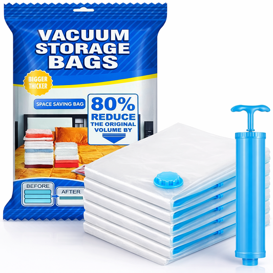 Vacuum Storage Bags for Clothes & Blankets – Reusable Travel & Wardrobe Space Saver (Pack of 5)