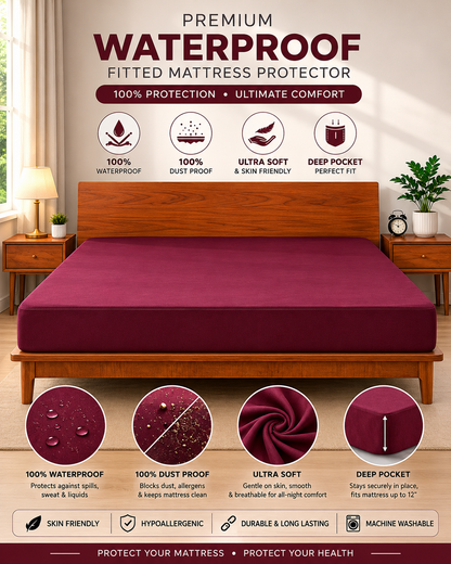 Premium Waterproof Mattress Protector – Protect Against Spills, Sweat & Bedwetting