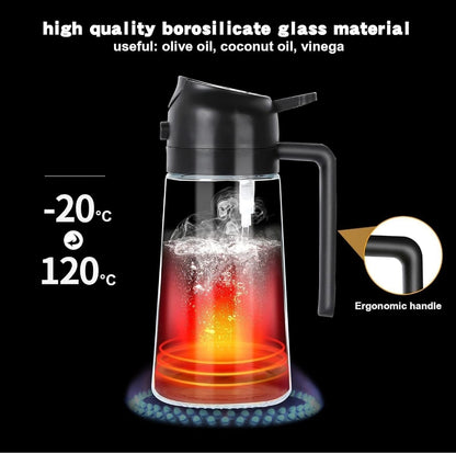 2-in-1 Oil Sprayer Bottle for Cooking | BPA-Free Spray & Pour Dispenser (500ml)