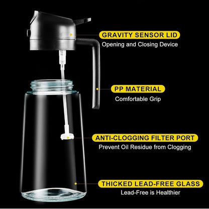 2-in-1 Oil Sprayer Bottle for Cooking | BPA-Free Spray & Pour Dispenser (500ml)