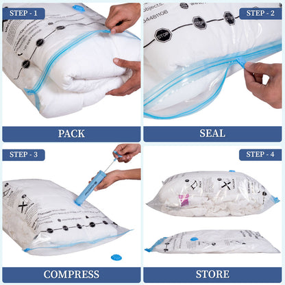 Vacuum Storage Bags for Clothes & Blankets – Reusable Travel & Wardrobe Space Saver (Pack of 5)